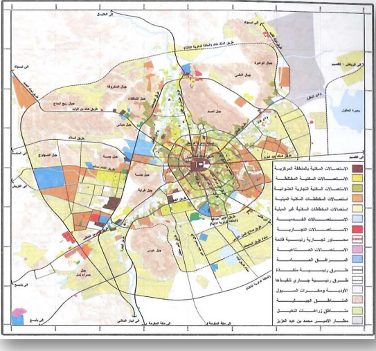 خريطة توضح احياء المدينة المنورة - ثانى اقدس مكان بالارض 2031