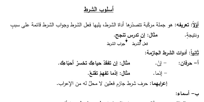 جملة جواب الشرط - اسلوب الشرط فى اللغة العربية 2590