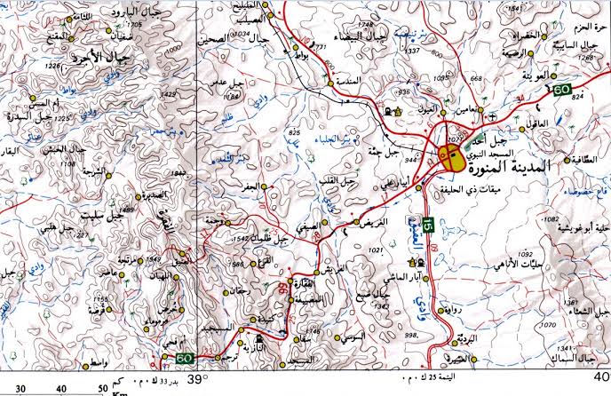 خريطة توضح احياء المدينة المنورة , ثانى اقدس مكان بالارض